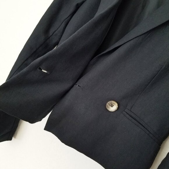 Jason Wu Double Breasted Linen Blend Cropped Blazer Jacket S Black $310 Designer - Picture 11 of 15
